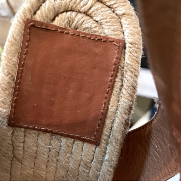 TORY BURCH Wood Wedge Heeled Espadrille Sandals Size 9 - Picture 9 of 14